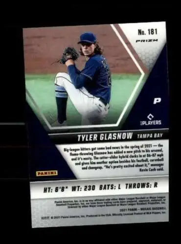 Tyler Glasnow baseball card from 2021 Panini Mosaic with original gloss NM-MT Rays