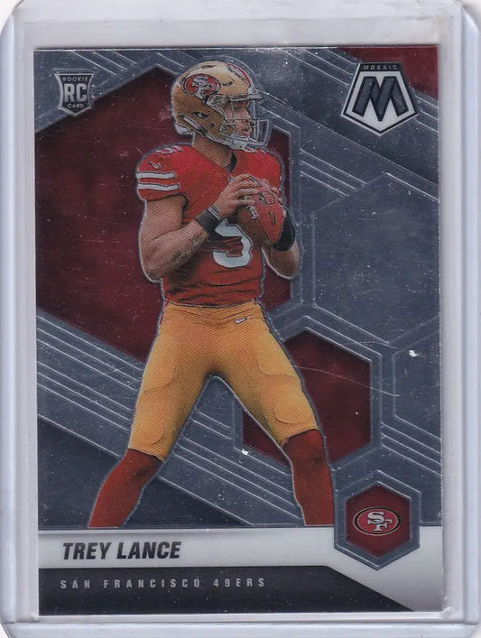 Football trading card of Trey Lance San Francisco 49ers in a throwing stance