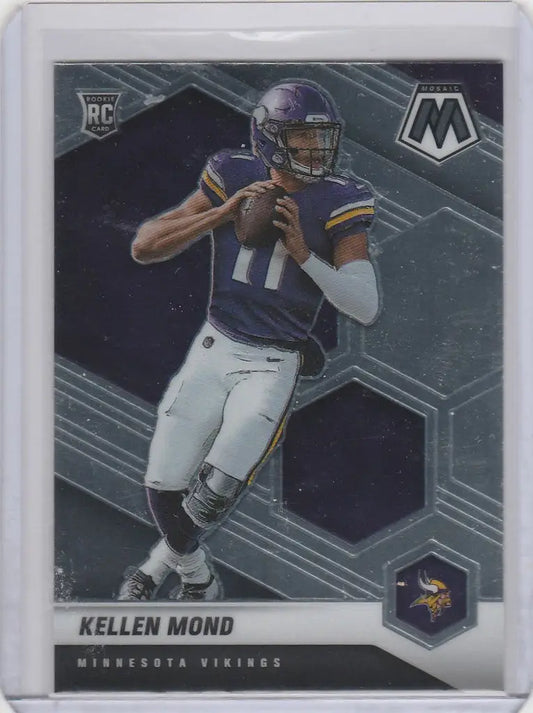 Kellen Mond Minnesota Vikings quarterback on 2021 Panini Mosaic trading card in action