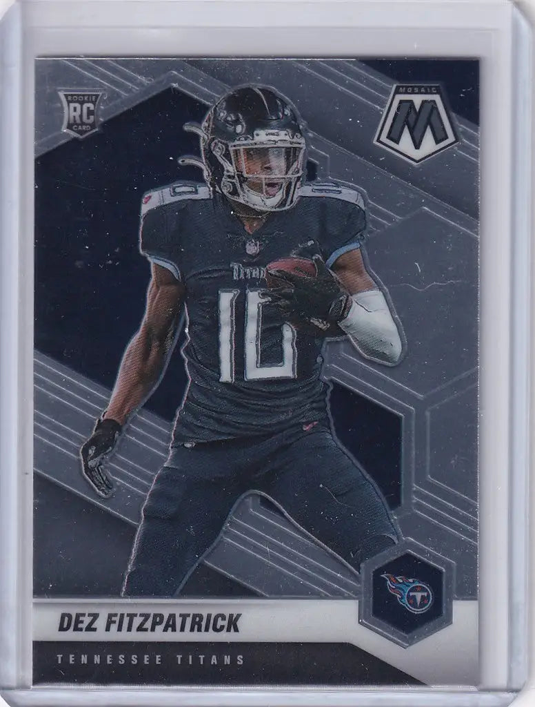 Football trading card of Dez Fitzpatrick Tennessee Titans in dark uniform number 10