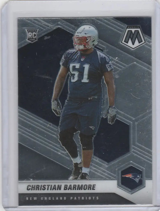 Football trading card of Christian Barmore from Panini Mosaic and New England Patriots