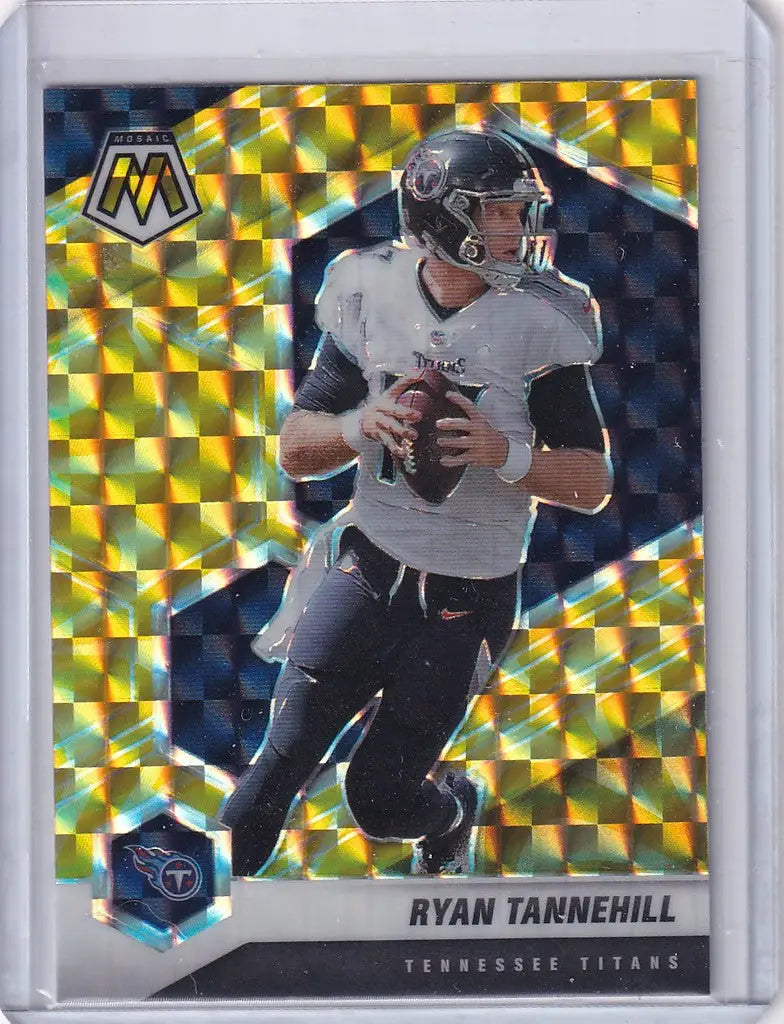 Ryan Tannehill Tennessee Titans football trading card in Panini Mosaic Prizm Yellow design