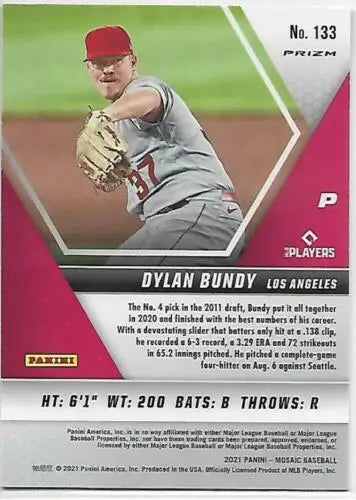 Dylan Bundy 2021 Panini Mosaic Reactive Orange baseball card with original gloss finish