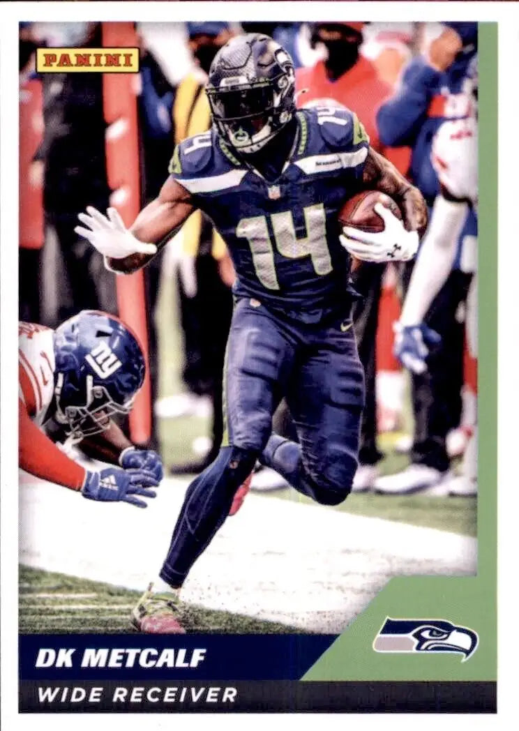 DK Metcalf Seattle Seahawks football card from 2021 Panini NFL Sticker collection