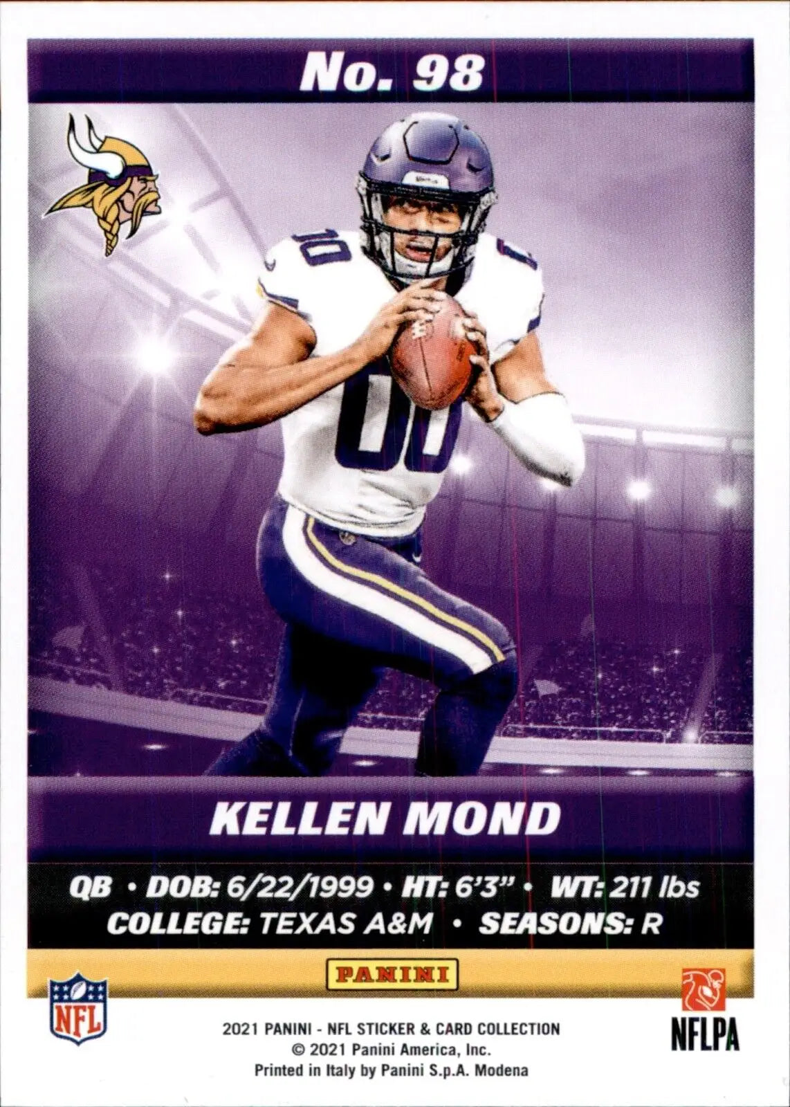 Kellen Mond 2021 Panini NFL Sticker and Card Rookie Minnesota Vikings #98 Base