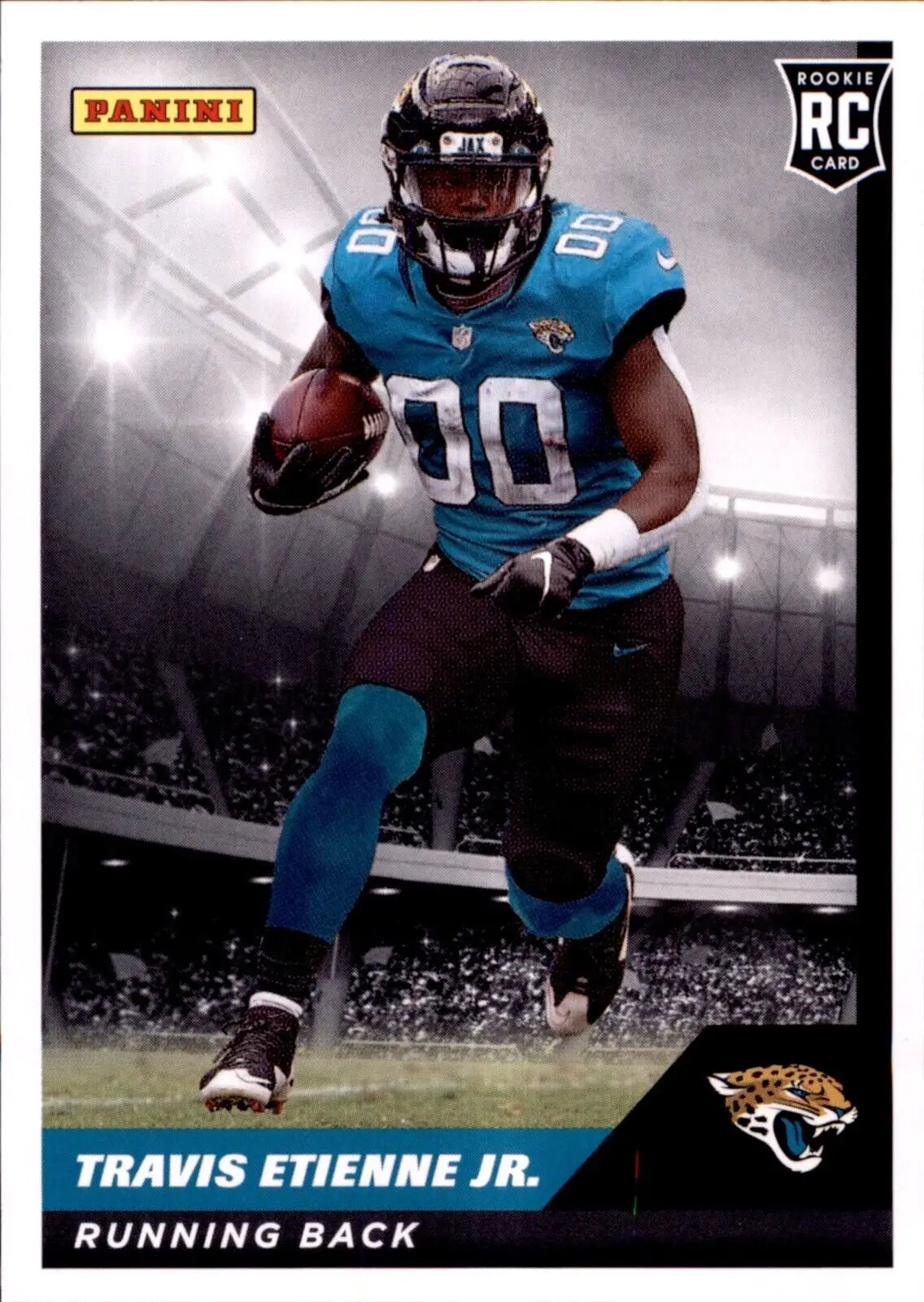 Travis Etienne Jr. rookie card from 2021 Panini NFL Sticker Jacksonville Jaguars