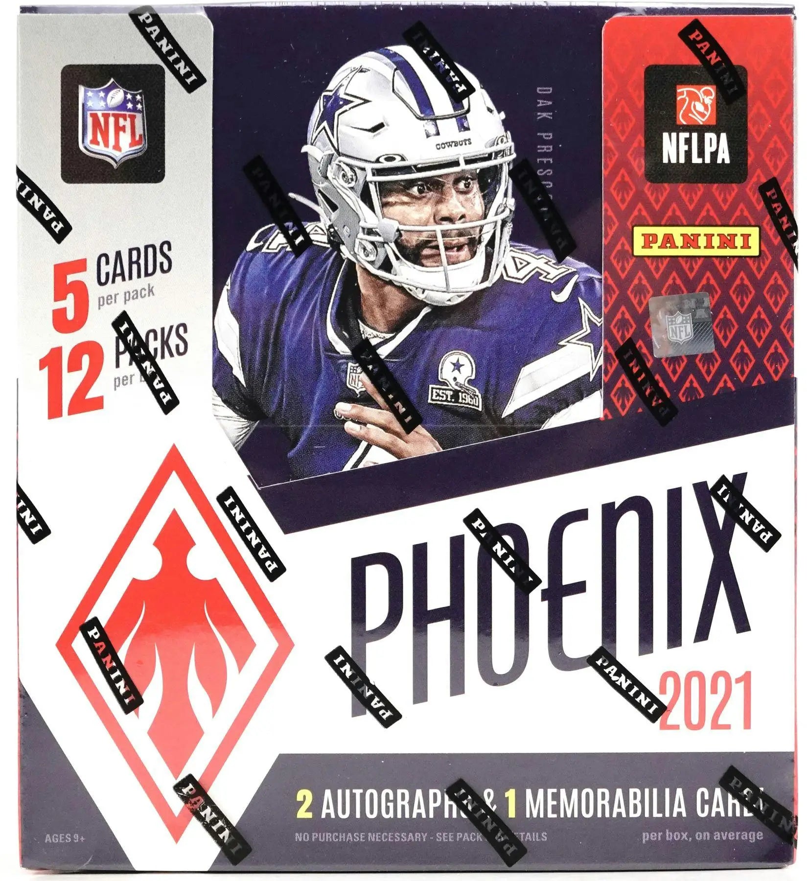 NFL Panini Phoenix Football Hobby Box with Dallas Cowboys player in color burst jersey