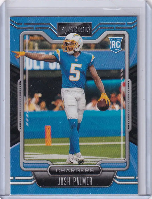 Football trading card of Josh Palmer Los Angeles in light blue uniform for Chargers