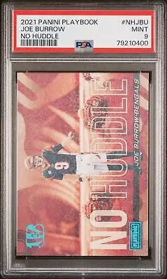 Graded 2021 Panini Playbook Joe Burrow No Huddle Football Card PSA 9