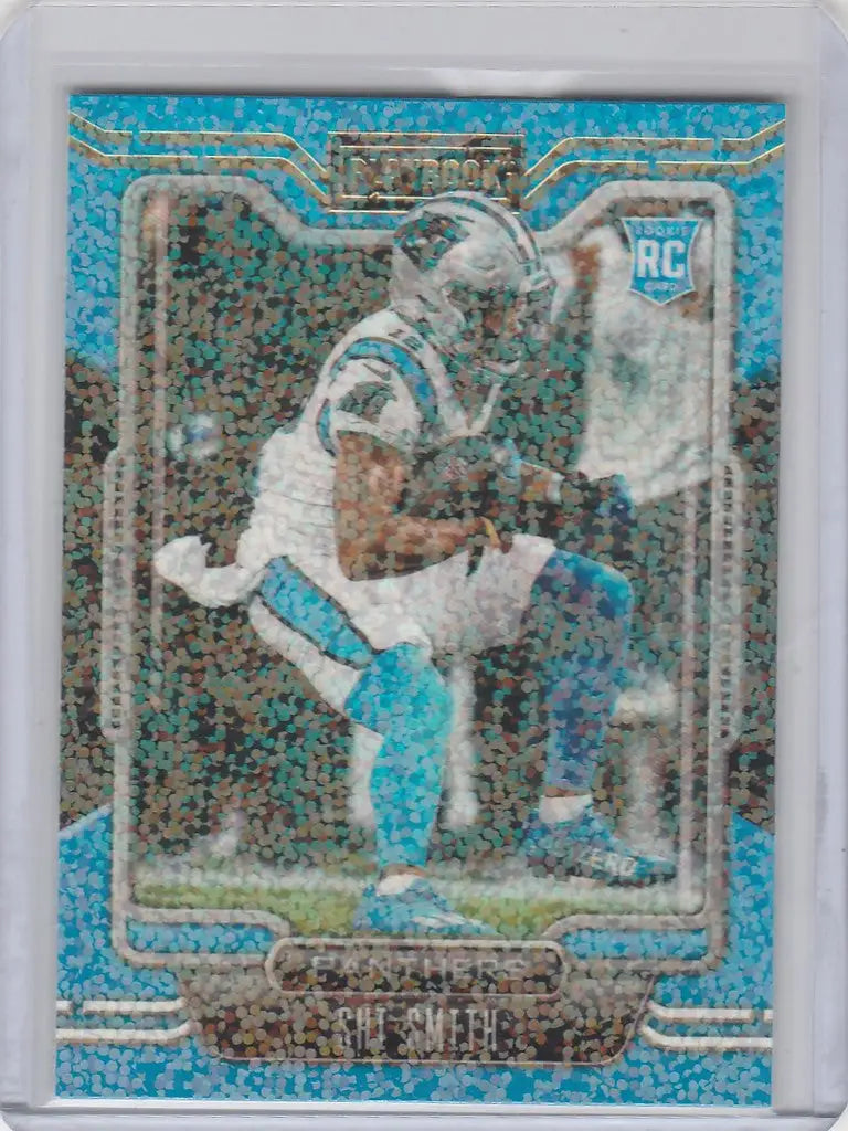 Shiny holographic Shi Smith Carolina Panthers trading card from Panini Playbook Sparkle