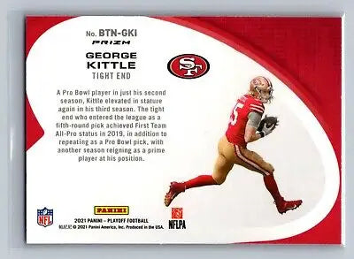 George Kittle 2021 Panini Playoff Behind the Numbers Blue Prizm football card