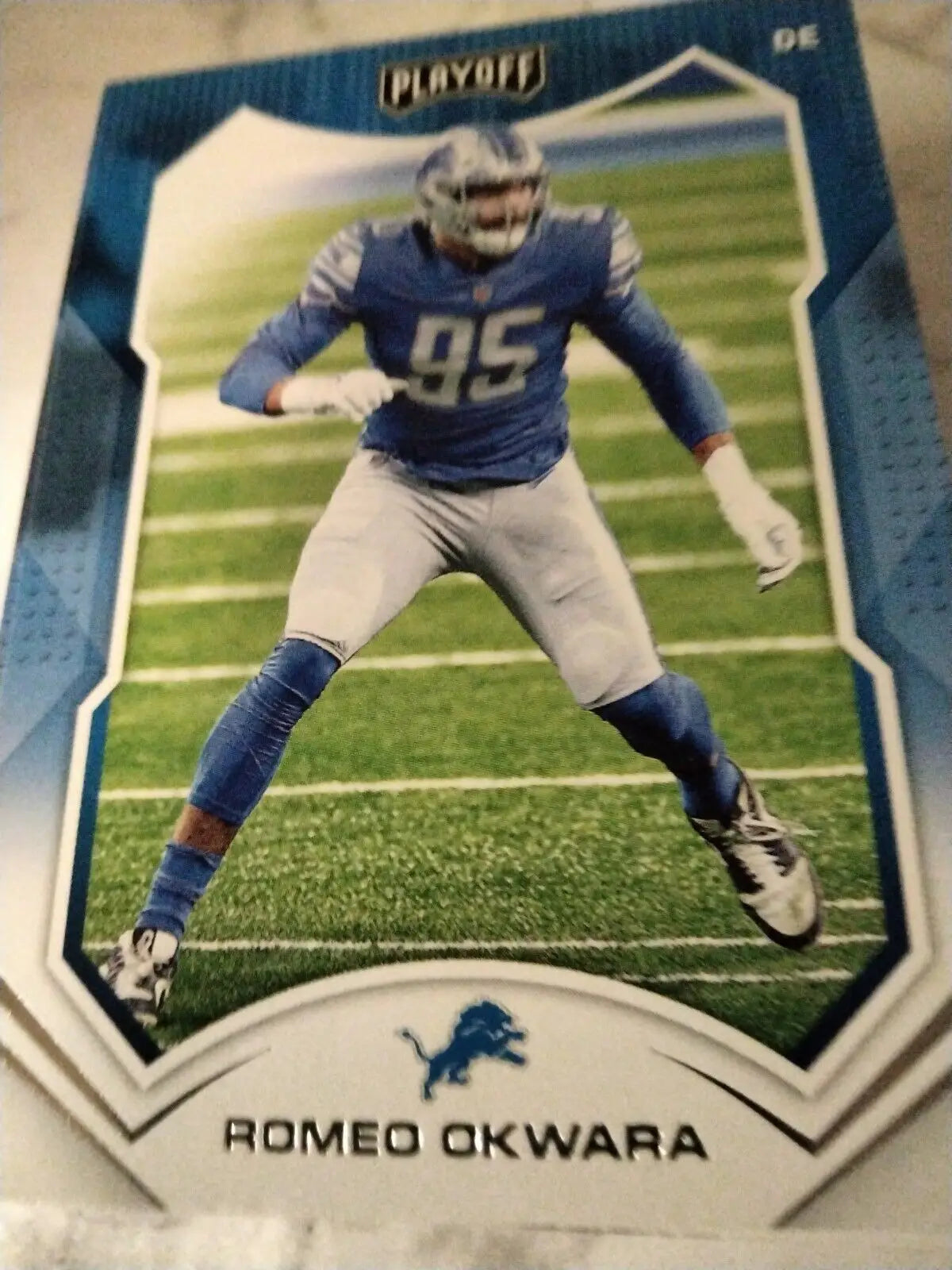 Romeo Okwara football card from 2021 Panini Playoff Detroit Lions #135