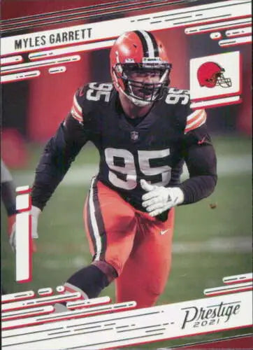 Myles Garrett football card from 2021 Panini Prestige featuring original gloss quality