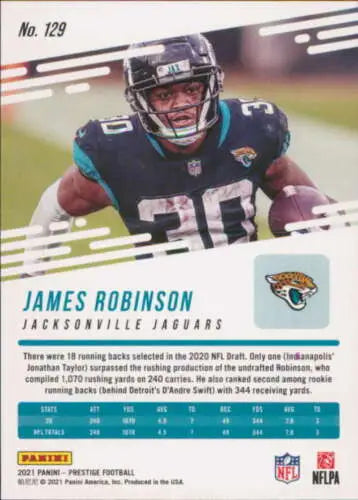 2021 Panini Prestige #129 James Robinson football card with original gloss NM-MT Jaguars