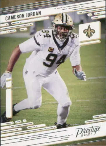 Cameron Jordan football card from 2021 Panini Prestige showcasing original gloss finish