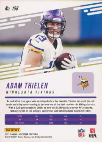 Adam Thielen football card 2021 Panini Prestige #158 with original gloss quality