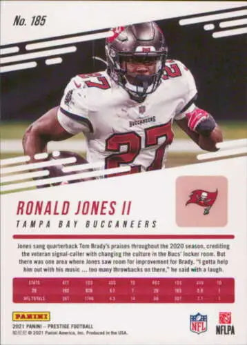 Ronald Jones II football card from 2021 Panini Prestige featuring original gloss finish