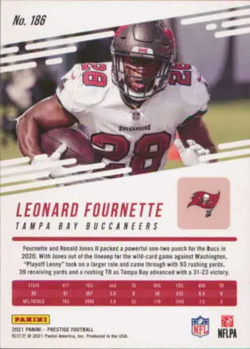 2021 Panini Prestige #186 Leonard Fournette NM-MT football card with original gloss