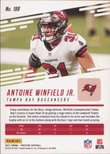 2021 Panini Prestige #188 Antoine Winfield Jr. football card with original gloss, NM-MT