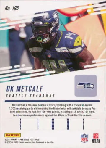 2021 Panini Prestige #195 DK Metcalf NM-MT football card with original gloss, Seahawks