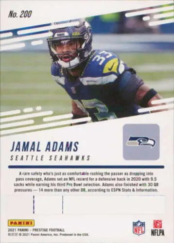 Jamal Adams football card 2021 Panini Prestige NM-MT Seahawks original gloss collectible