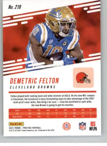 Demetric Felton 2021 Panini Prestige NM-MT RC football card in original gloss finish