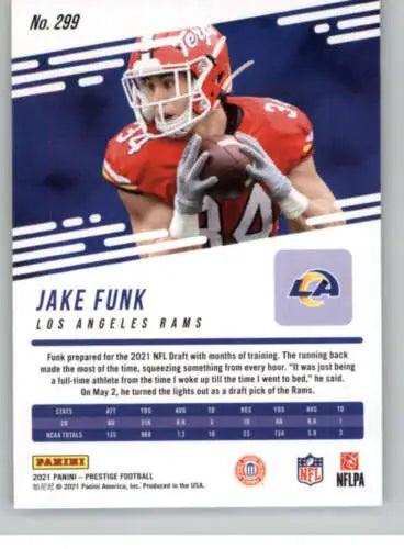 2021 Panini Prestige #299 Jake Funk NM-MT RC Rookie football card with original gloss