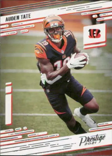 Auden Tate football card from 2021 Panini Prestige showcasing original gloss finish