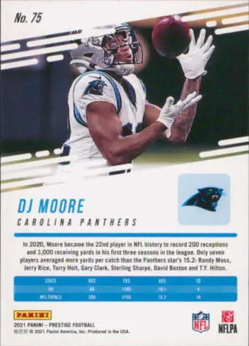 DJ Moore football card from 2021 Panini Prestige, original gloss and NM-MT condition