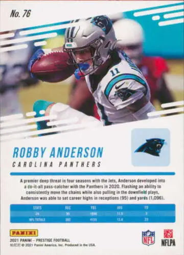 Robby Anderson football card 2021 Panini Prestige original gloss NM-MT Panthers