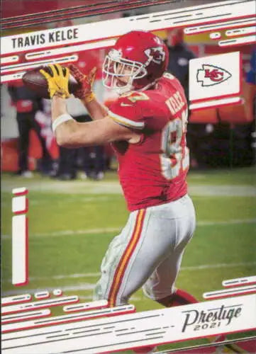 Travis Kelce 2021 Panini Prestige #90 football card with original gloss from Chiefs