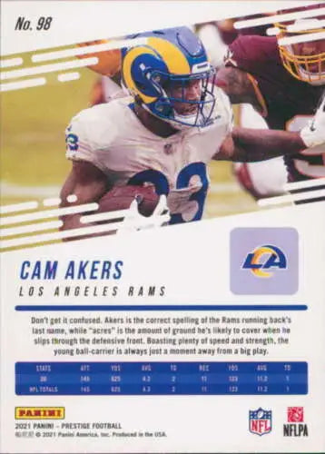 Cam Akers football card 2021 Panini Prestige #98 NM-MT LA Rams original gloss finish