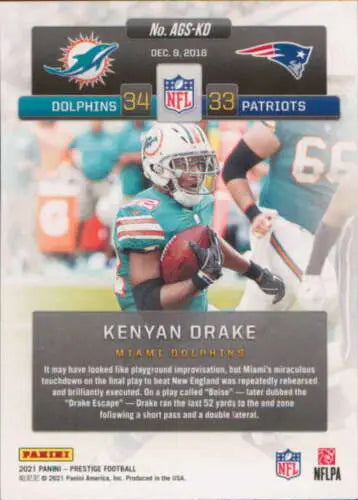 Kenyan Drake football card 2021 Panini Prestige Any Given Sunday original gloss NM-MT