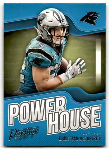 2021 Panini Prestige Power House #11 Christian McCaffrey football card, original gloss finish