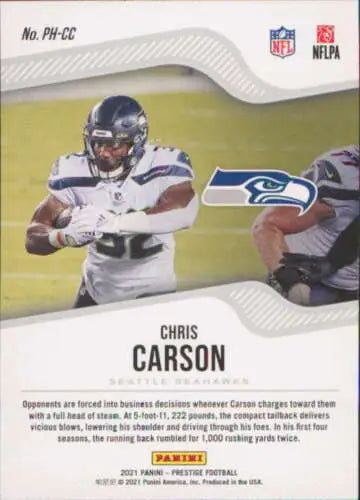 2021 Panini Prestige Power House #19 Chris Carson NM-MT Seahawks original gloss card