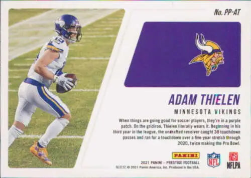 2021 Panini Prestige Adam Thielen Football Trading Card with original gloss finish