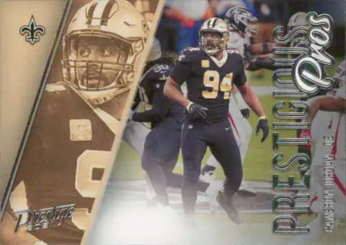 Football card of 2021 Panini Prestige Prestigious Pros Cameron Jordan, original gloss finish