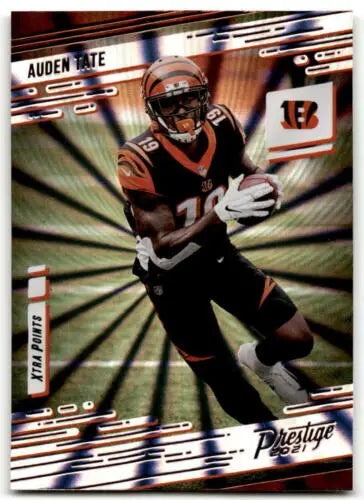 Auden Tate football card from 2021 Panini Prestige Xtra Points Sunburst with original gloss