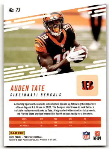 Auden Tate 2021 Panini Prestige Xtra Points Sunburst football card with original gloss