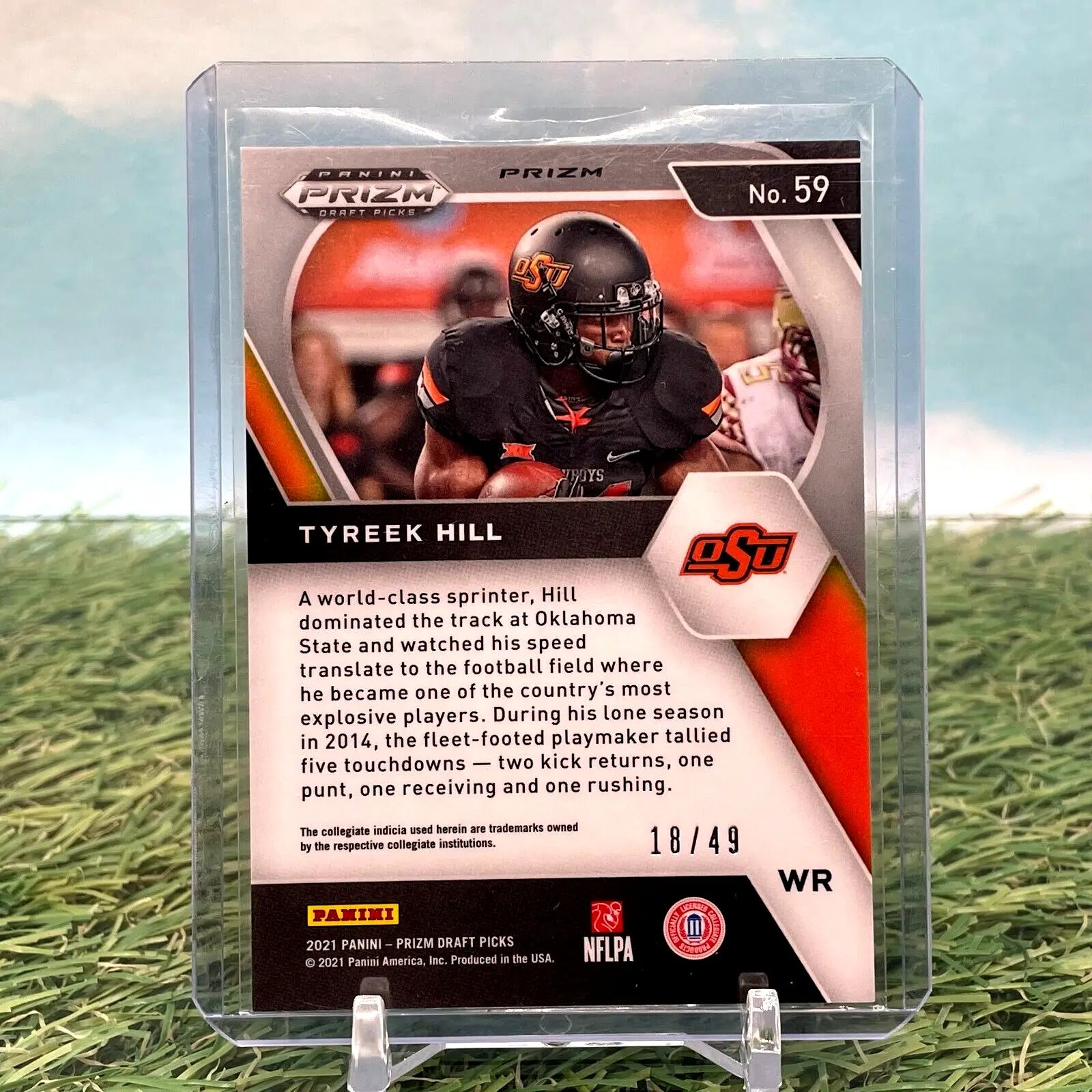 Tyreek Hill 2021 Prizm Draft Picks Orange Pulsar football card #18/49 for collectors