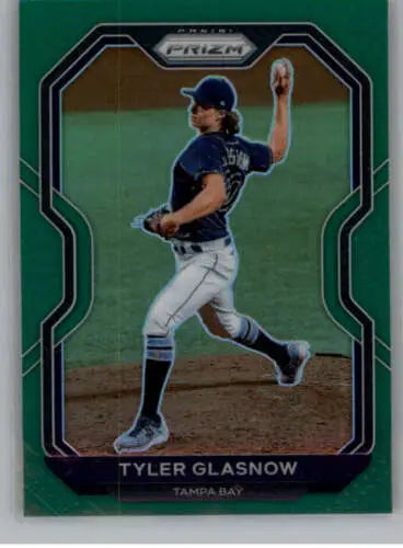 Tyler Glasnow baseball card from 2021 Panini Prizm Green Prizm with original gloss