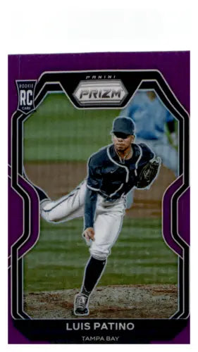 Purple-bordered baseball card of Luis Patino from 2021 Panini Prizm Pink Prizm