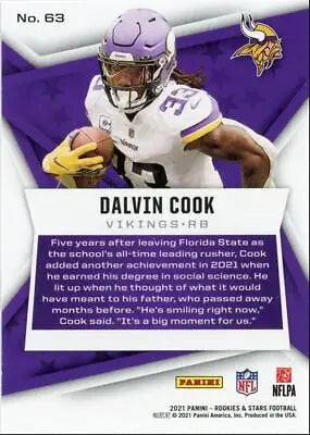 Dalvin Cook 2021 Panini Rookies & Stars football card for Minnesota Vikings #63