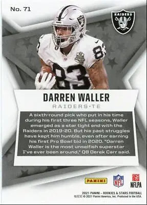 Darren Waller 2021 Panini Rookies & Stars Las Vegas Raiders football card for collectors