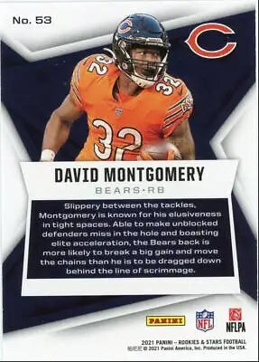 David Montgomery 2021 Panini Rookies & Stars football card for Chicago Bears