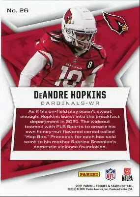 DeAndre Hopkins 2021 Panini Rookies & Stars Arizona Cardinals football card