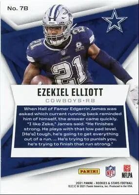 Ezekiel Elliott 2021 Panini Rookies & Stars Dallas Cowboys card #78 text-align center