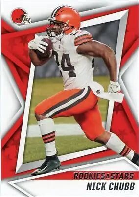 Football card featuring Nick Chubb from 2021 Panini Rookies & Stars, Cleveland Browns