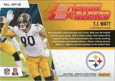 T.J. Watt football card from 2021 Panini Rookies & Stars, Pittsburgh Steelers insert