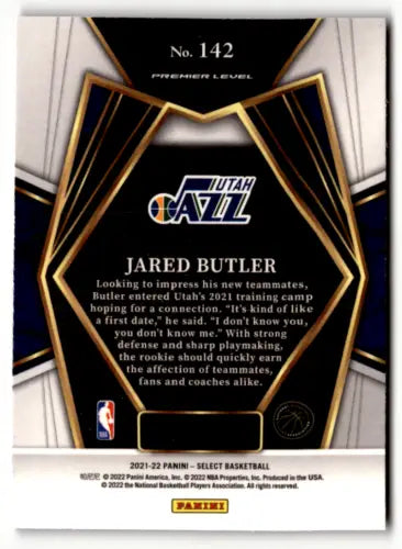 Jared Butler basketball card from 2021 Panini Select with original gloss, NM-MT Jazz